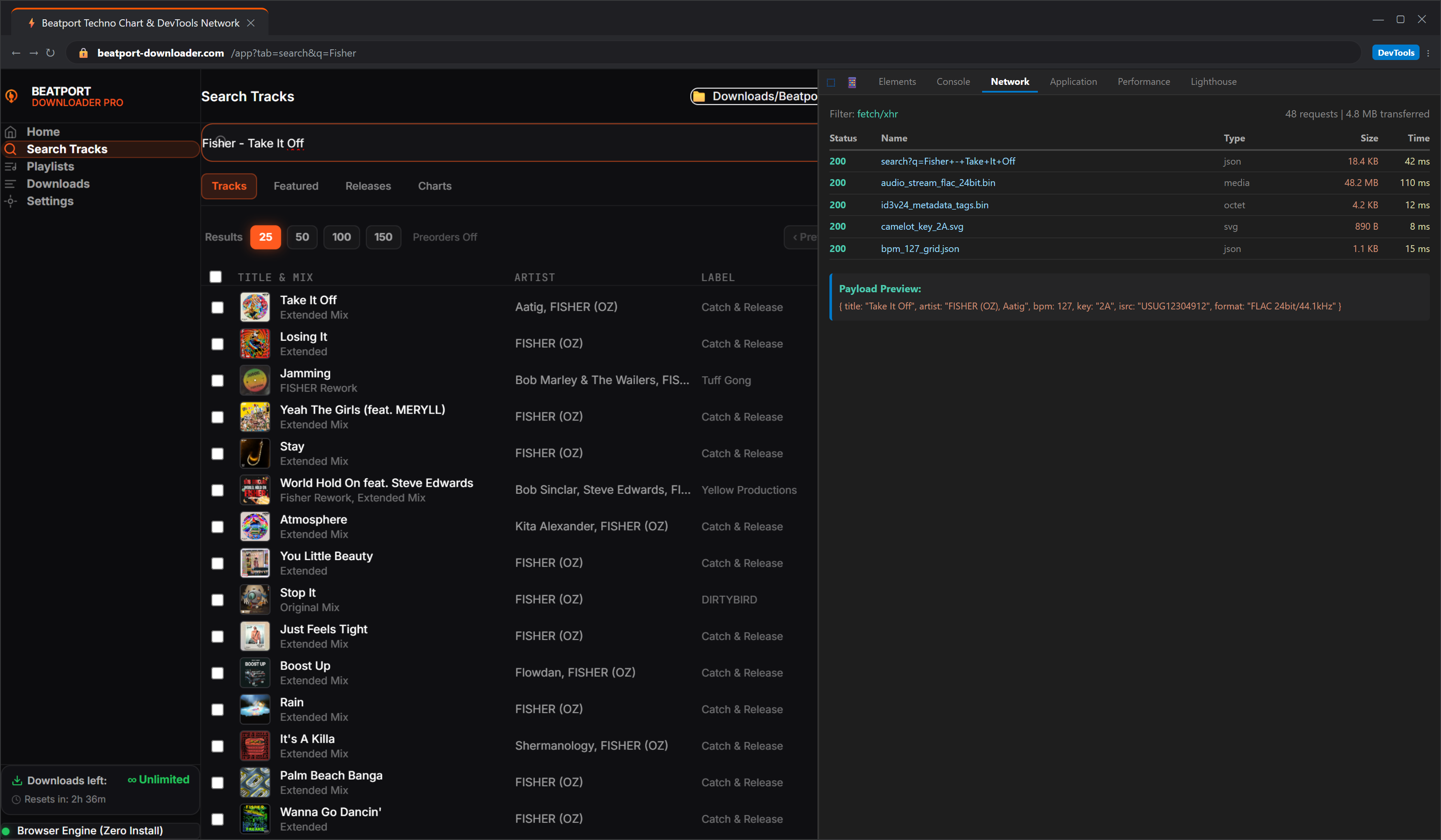Beatport Techno Top 100 Chart Overview Showing Extended Mix Releases