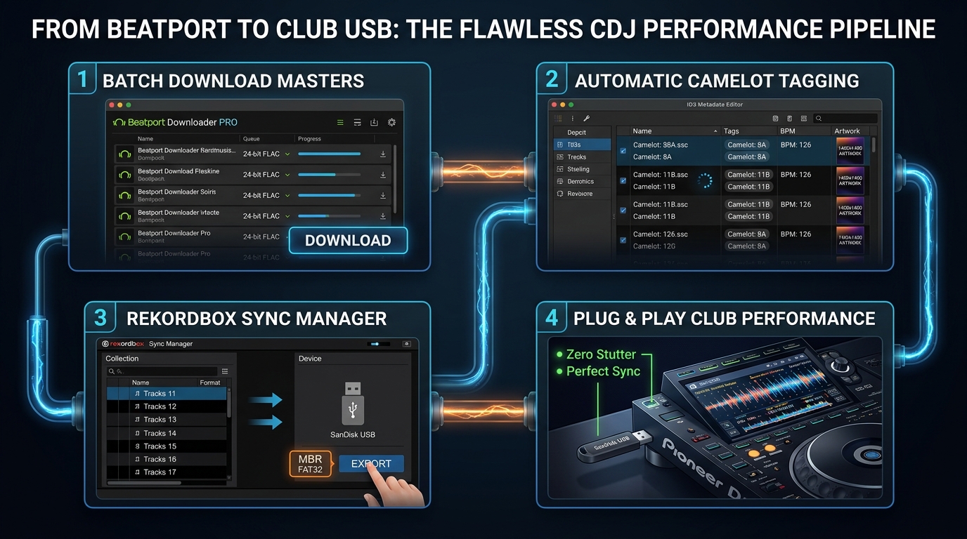 Beatport Downloader PRO to USB and Pioneer CDJ Export Pipeline